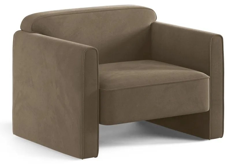 Szarobrązowy aksamitny fotel Abby – Micadoni