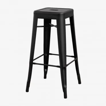 Zestaw 2 Sztaplowanych Wysokich Stołków Stalowych Lix Czarny Matowy & ↑75 Cm - Sklum