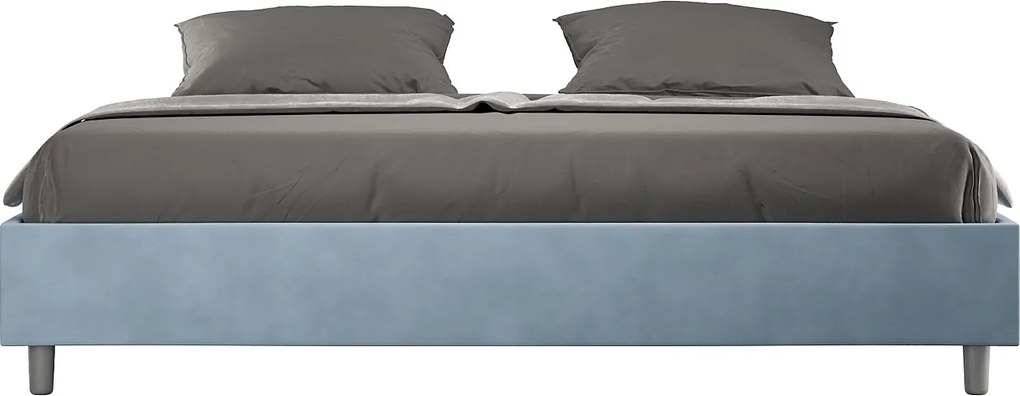 Łóżko bez stelaża tapicerowane 200x210 microfibra błękitny Azelia