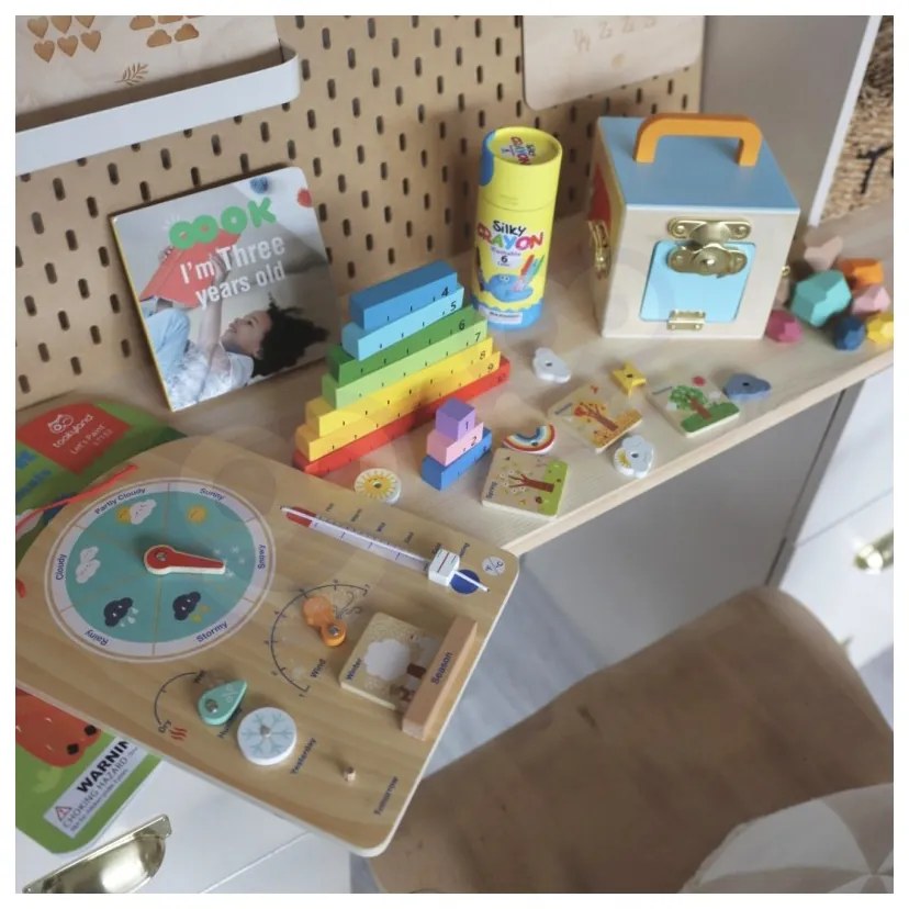 Tooky toy edukacyjne pudełko montessori układanka liczydło tablica pogody 6w1 od 3 lat