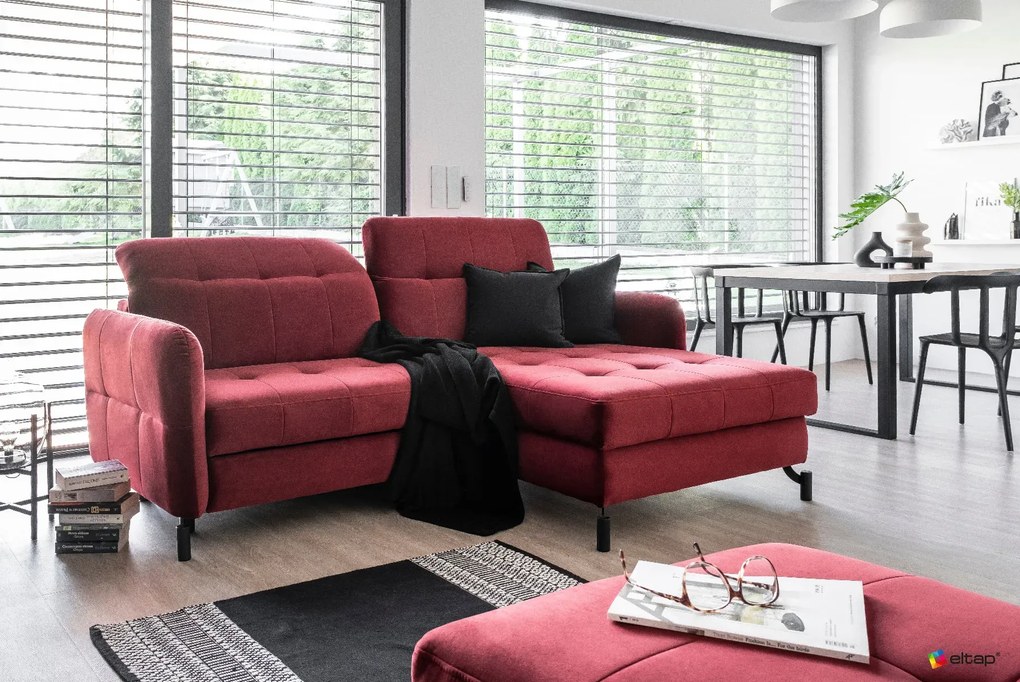 Narożnik z funkcją spania LORELLE VELVET szary prawy ELTAP