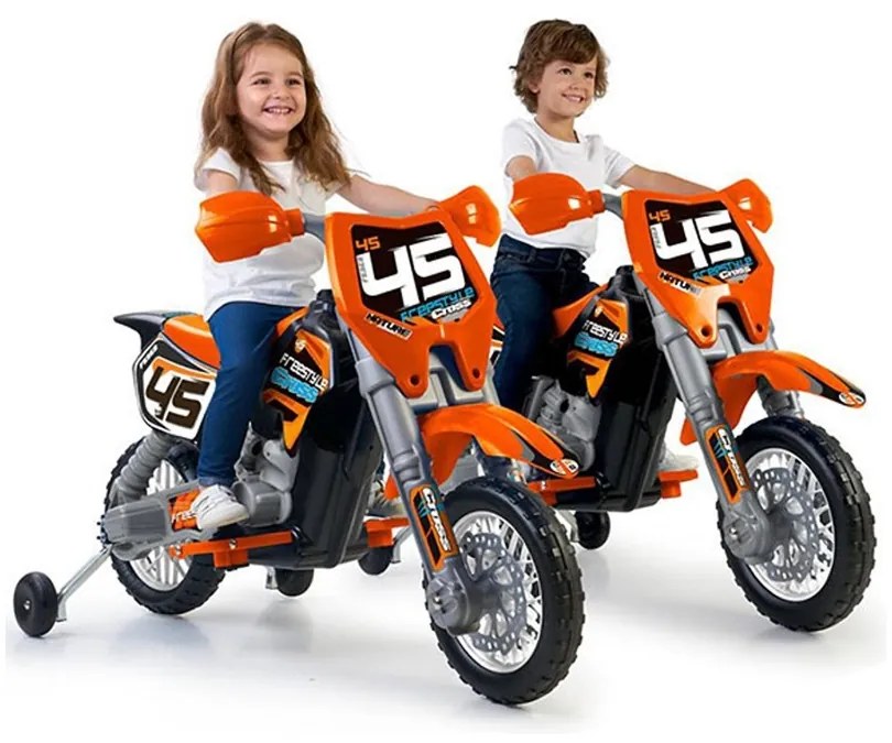 Feber motocykl cross pomarańczowy na akumulator 6v dla dzieci