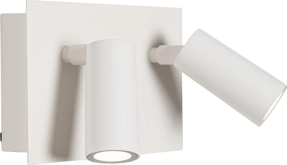 Lampa ścienna zewnętrzna biała z wbudowanym LED 2-punktowy czujnik ruchu - Simon