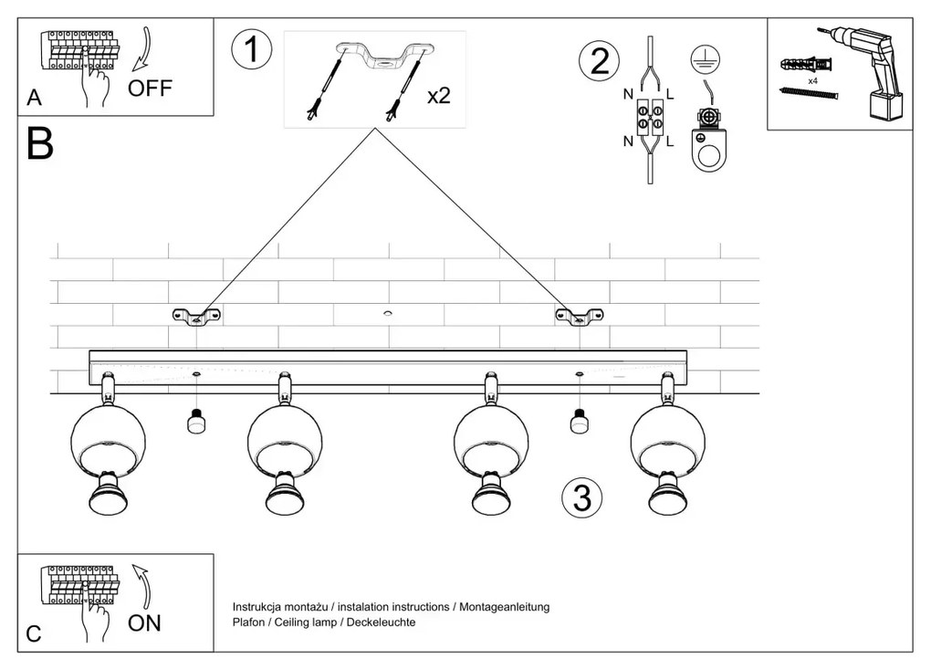 Listwa oświetleniowa OCULARE 4L czarny SOLLUX  LIGHTING