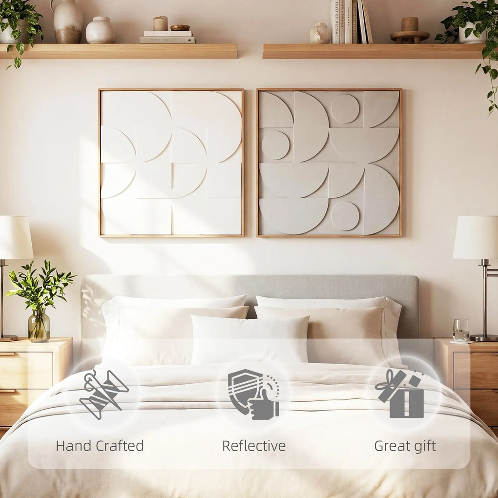 HOMCOM Dekoracja ścienna 3D 2-częściowy zestaw geometryczna dekoracja ścienna nowoczesna do salonu, przedpokoju, 80 x 3,5 x 80 cm, biały | Aosom PL