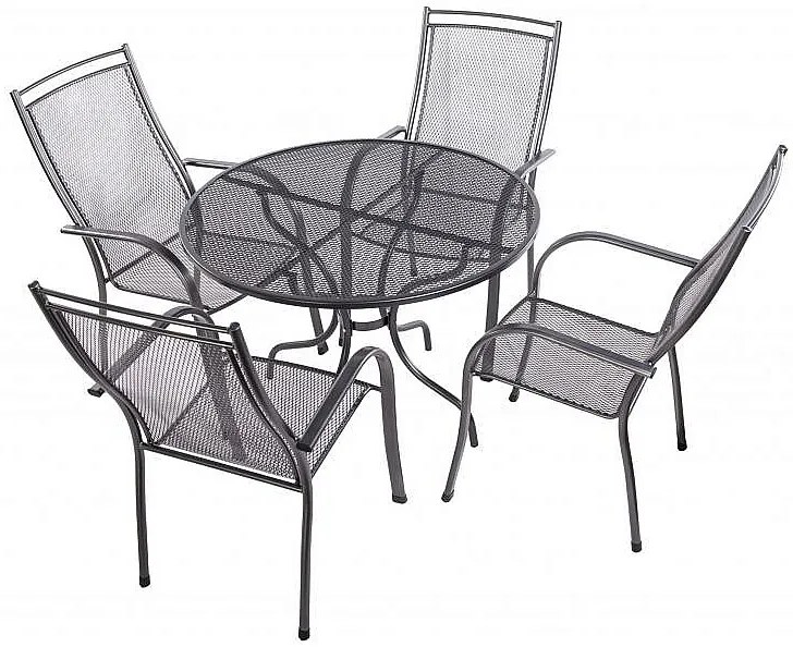 Metalowy zestaw ogrodowy PALMA III. 1 + 4 Stół ⌀ 105 cm (u503)