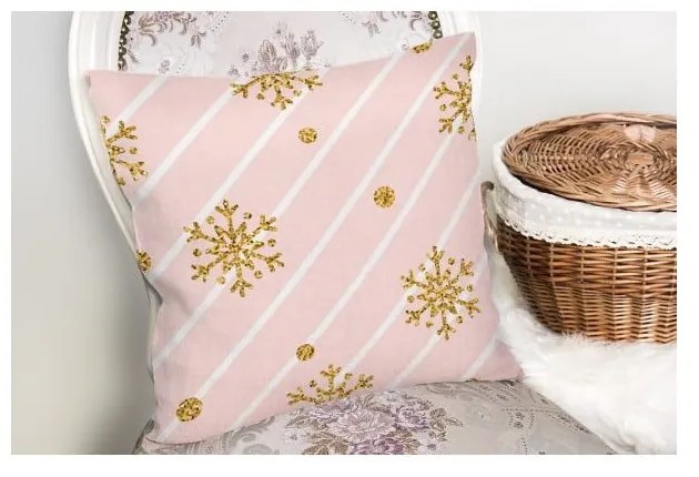 Świąteczna poszewka na poduszkę Minimalist Cushion Covers Gold Snowflakes, 42x42 cm