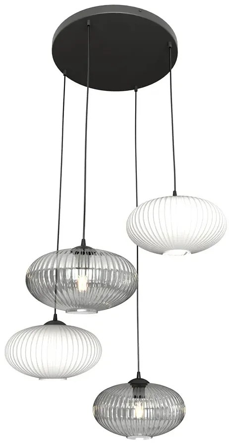 Nowoczesna lampa wisząca grafit + opal - D175 K0-Z78