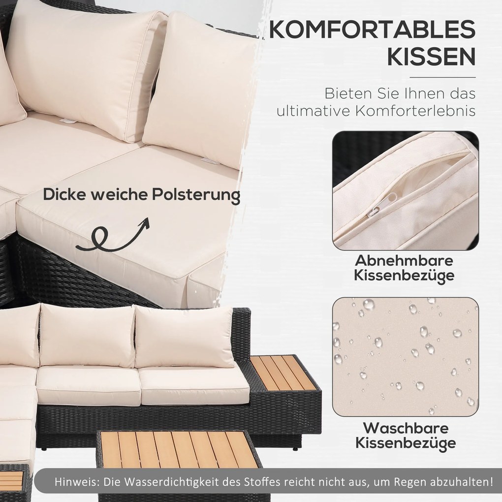 4-częściowy zestaw mebli ogrodowych z polirattanu Outsunny z poduszkami