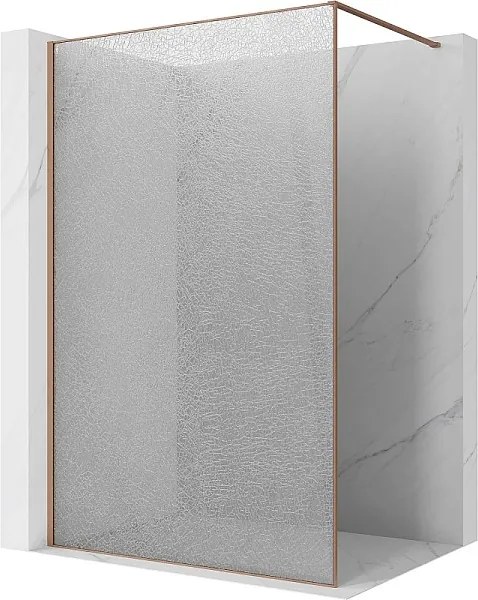 Mexen Kioto ścianka prysznicowa Walk-in 130 x 200 cm, crackle transparent 12 mm, miedź szczotkowana - 800-130-101-65-04-X