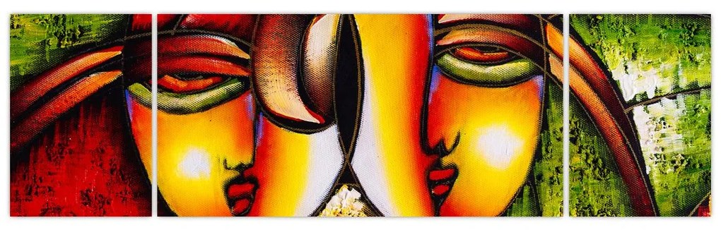 Obraz - Obraz olejny, abstrakcyjne twarze (170x50 cm)