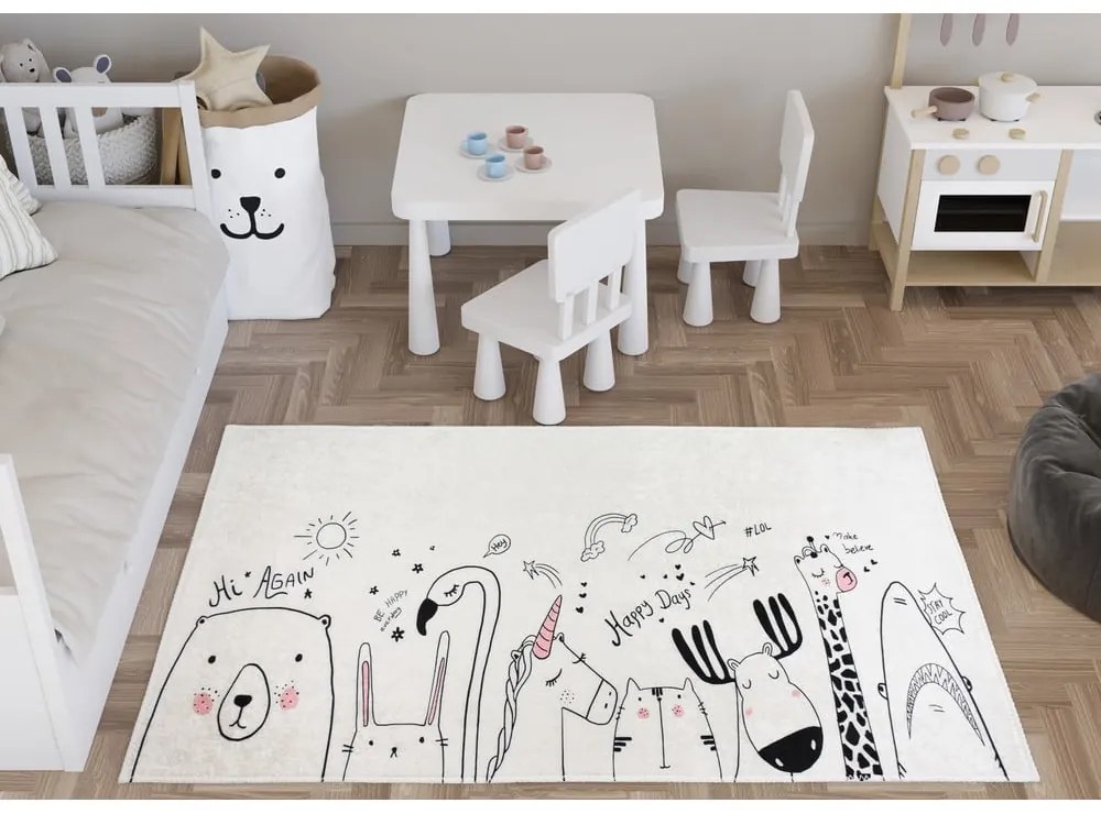 Dywan dziecięcy odpowiedni do prania w kolorze kości słoniowej 80x120 cm Animal Kingdom – Vitaus
