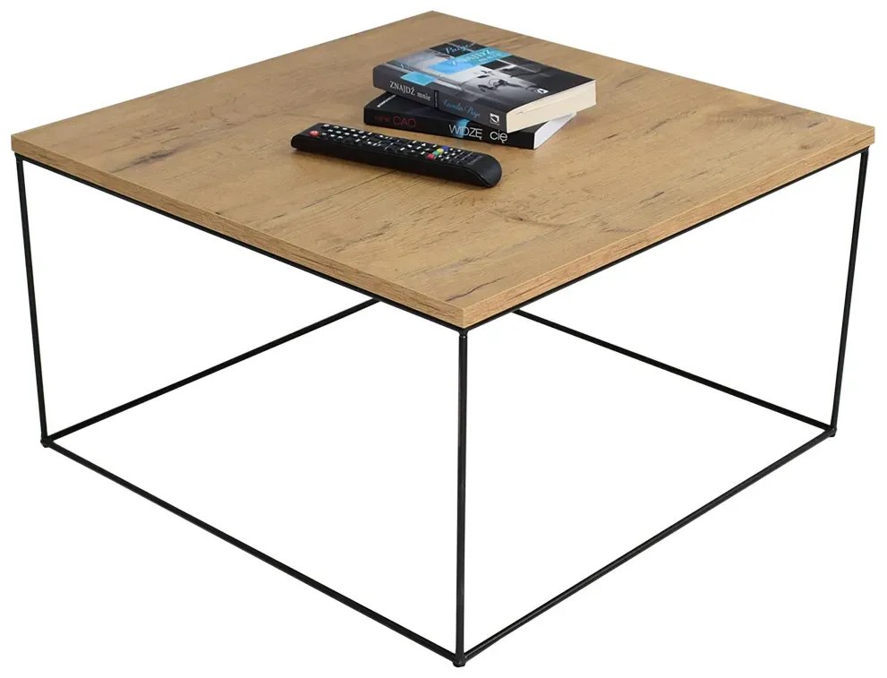 Kwadratowy stolik kawowy w stylu loft dąb lancelot - Otax 4X