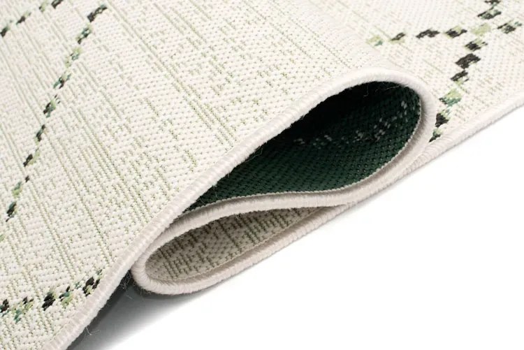 Kremowo-zielony dywan sznurkowy skandynawski T0-W76