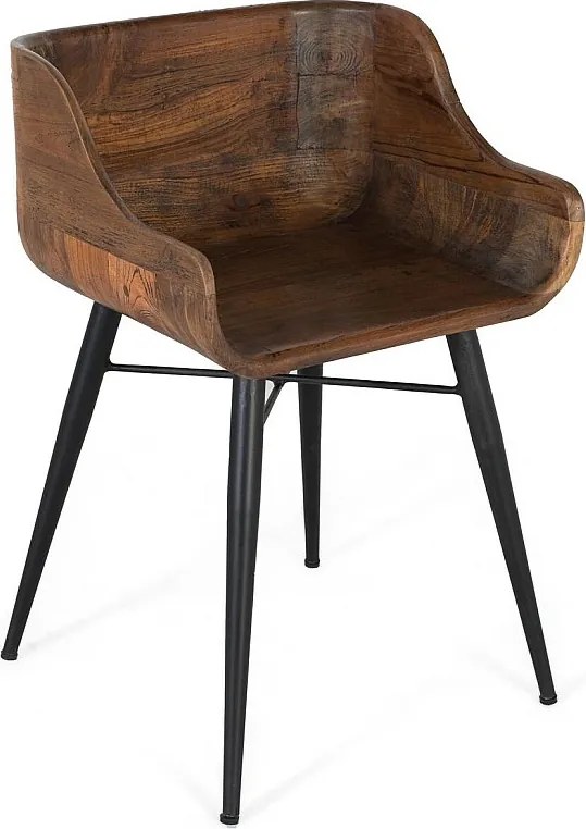Krzesło wykonane z drewna tekowego i żelaznych nóg