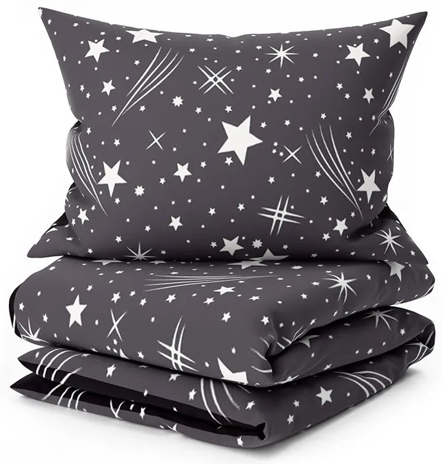 PrzytulneMieszkanie.pl PrzytulneMieszkanie.pl Pościel z mikrofibry NIGHT SKY czarno-szara Rozmiar pościeli: 70 x 90 cm | 140 x 220 cm