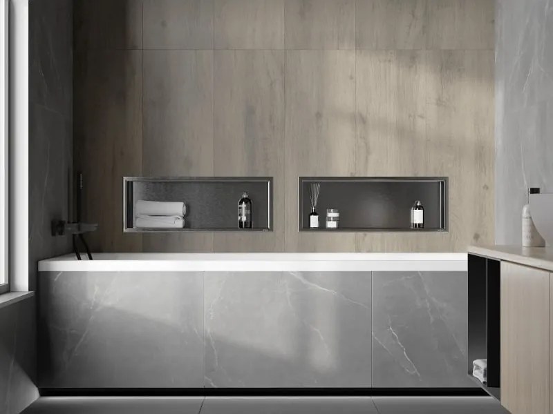 Mexen X-Wall-R półka wnękowa z kołnierzem 60 x 20 cm, gun gray szczotkowany - 19E0602010