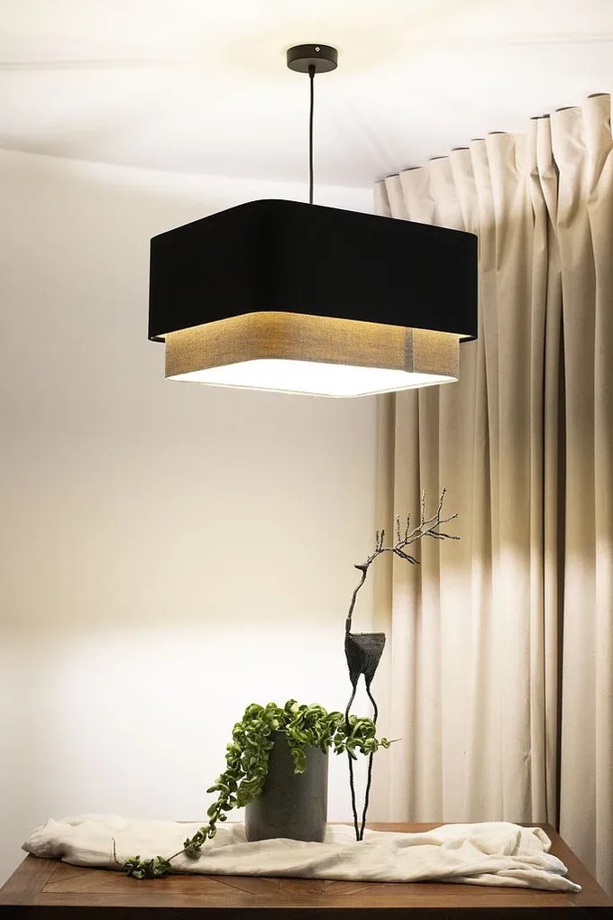 Lampa wisząca KWADRO DUO 006 51x47cm czarna/beżowa BPS KONCEPT