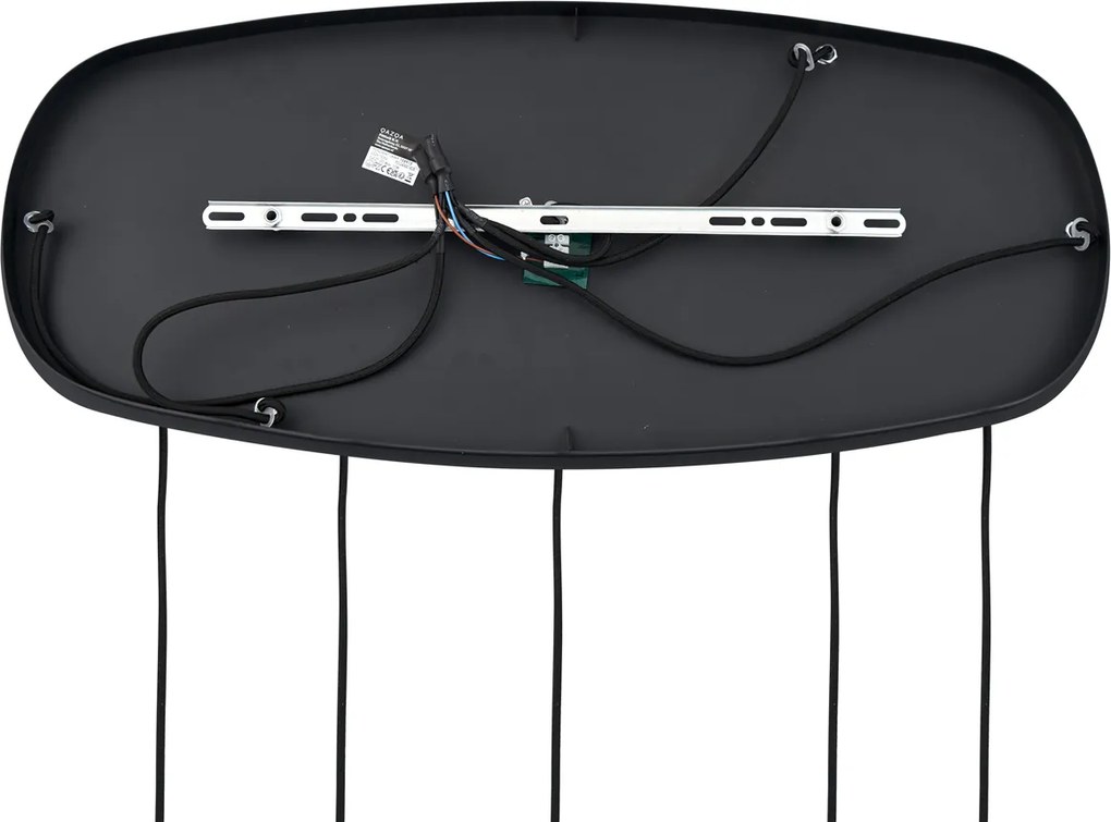 Nowoczesna lampa wisząca czarna z przydymionym szkłem 5-punktowa - Sheena