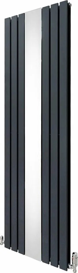 Grzejnik z płaskim lustrem i zaworami - 1800 mm x 565 mm - antracytowy szary