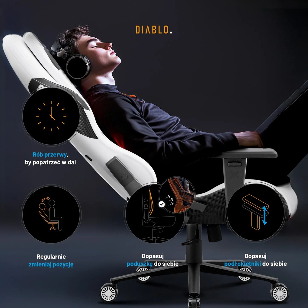 Fotel gamingowy Diablo X.One Prime, Normal Size, Ghosted White