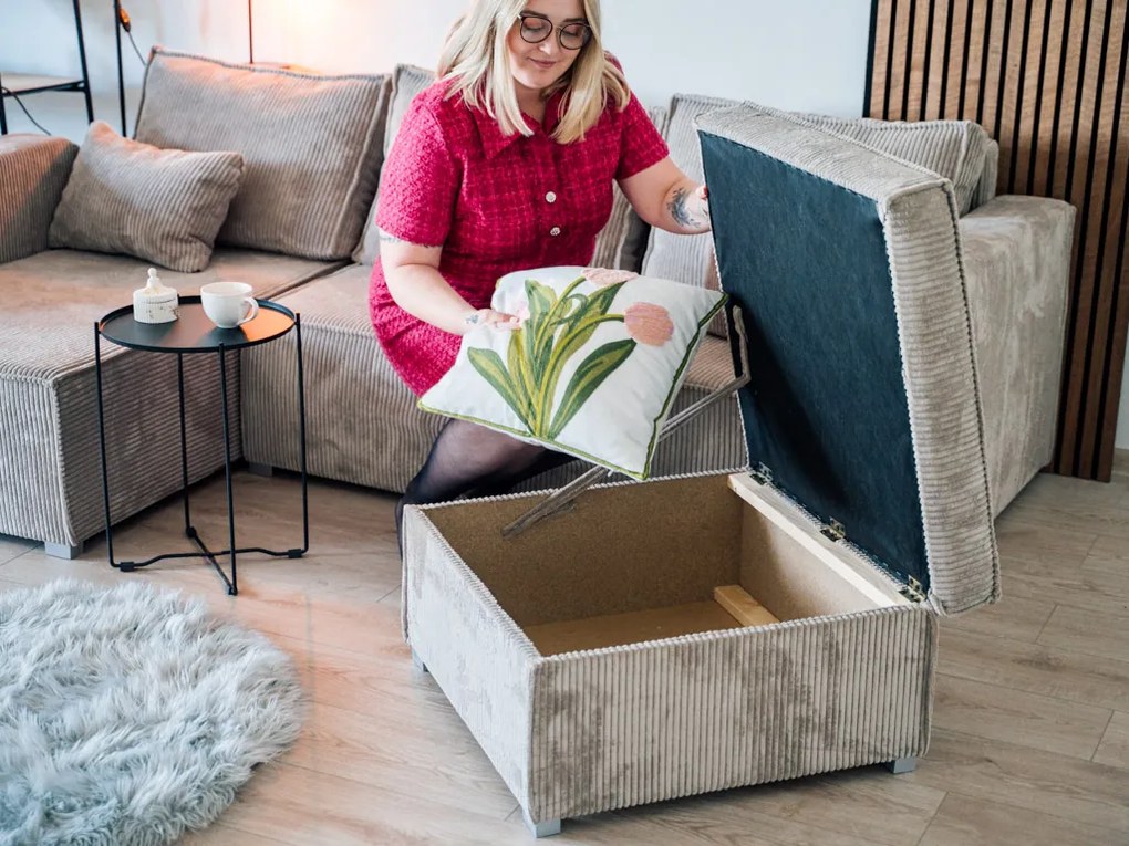 PROMOCJA Granatowy puf SMART COSARO z miejscem do przechowywania 65x65 cm II jakość