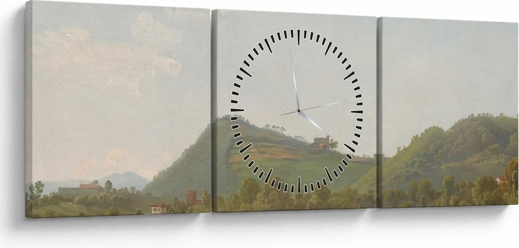 Obraz - Simon Denis,  View Near Naples, reprodukcje (z zegarem) (90x30 cm)