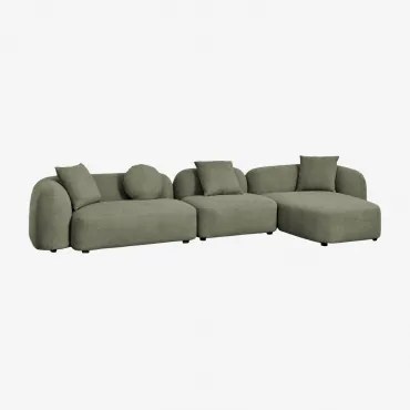 Modułowa Sofa Z Szezlongiem Prawym, 3-częściowa, Z Tkaniny Coco Chenille Tkaniny Szenil Salvia Zieleń - Sklum