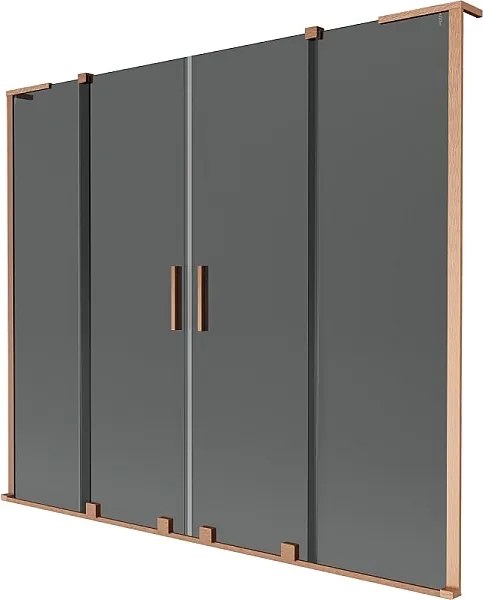 Mexen Velar L Duo parawan nawannowy 2-skrzydłowy rozsuwany 180 x 150 cm, grafit, miedź szczotkowana - 896-180-003-42-65