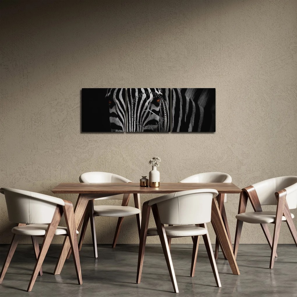 Obraz zebry (z zegarem) (90x30 cm)