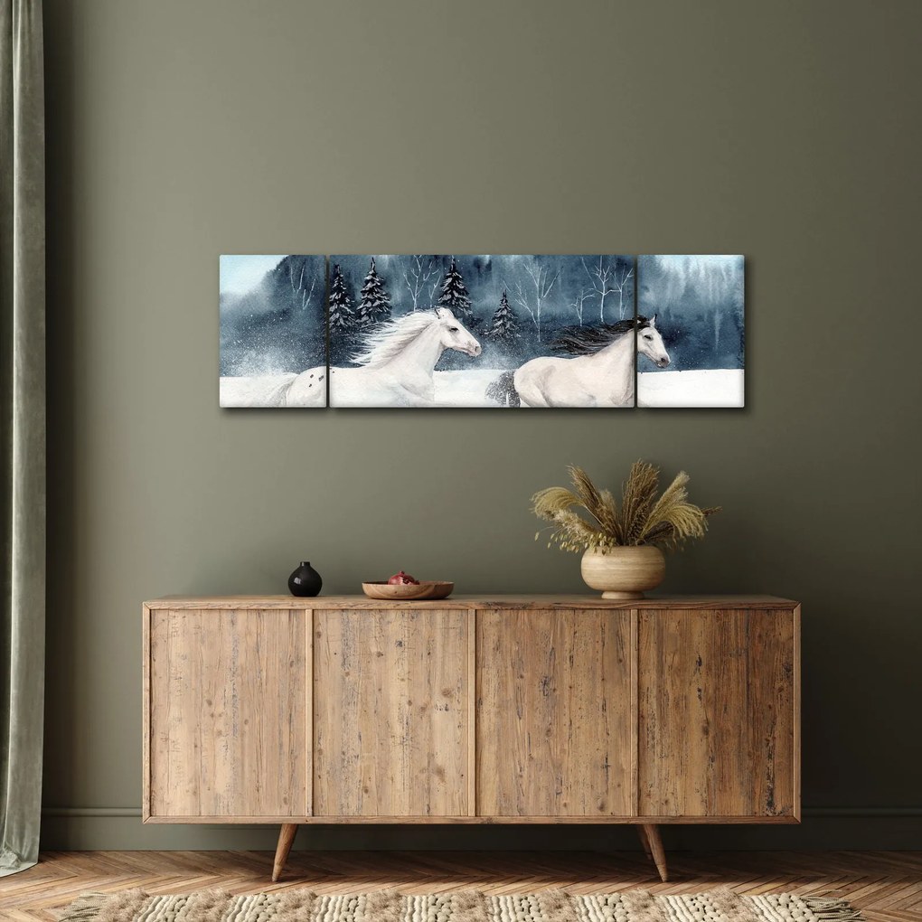 Obraz malowanych koni (170x50 cm)