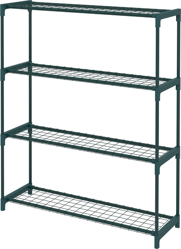 Outsunny Stojak na rośliny, stojak na kwiaty z 4 poziomami, stojak na rośliny do ogrodu, balkonu, stal, ciemnozielony, 89 x 28 x 107 cm