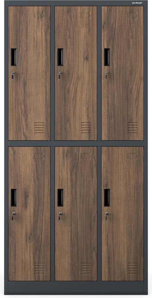 Szafa socjalna 6-drzwiowa Eco Design Igor 90x45x185 cm antracyt/orzech