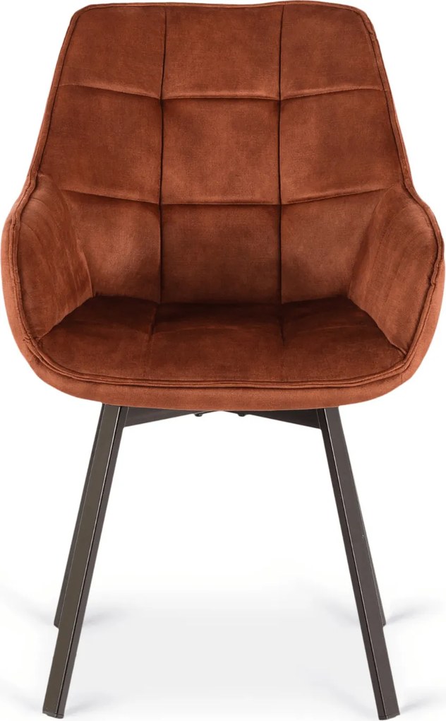 Krzesło Tapicerowane Obrotowe do Salonu LUNA Rude Welurowe Nowoczesne Loft