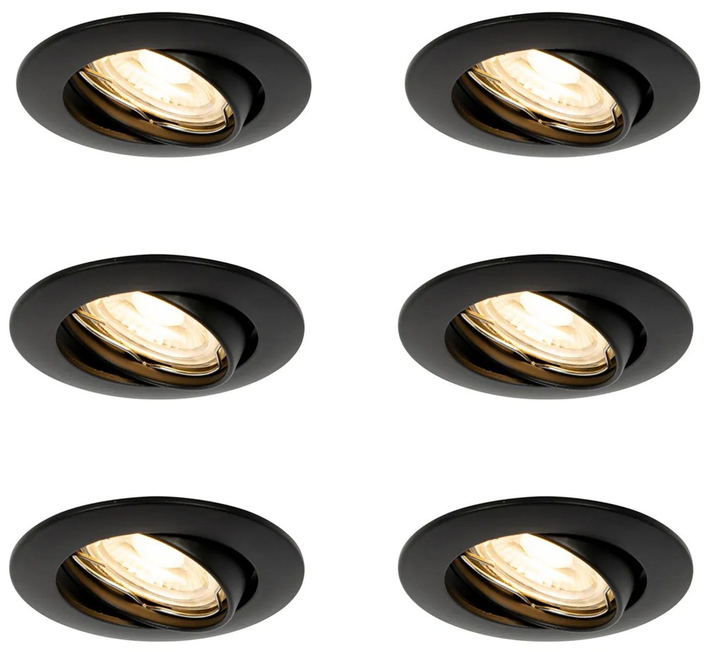Zestaw 6 czarnych opraw LED do zabudowy GU10 35 mm - Edu