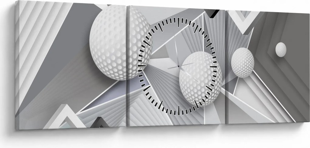 Geometryczny abstrakcyjny obraz (z zegarem) (90x30 cm)