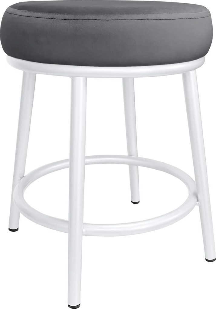 Taboret Ben tkanina Welur stelaż metalowy STOŁEK LOFT : Kolor Stelaża - Biały, Kolor tkaniny - VELVET - BL14, Typ tkaniny - Velvet