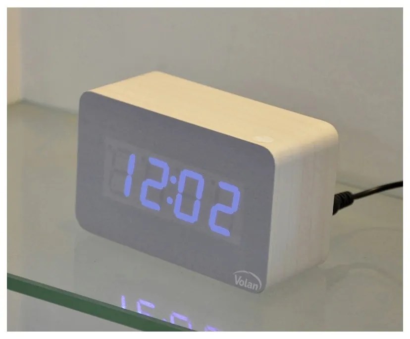 Zegar budzik drewniany led elektroniczny cyfrowy stojący - termometr + data