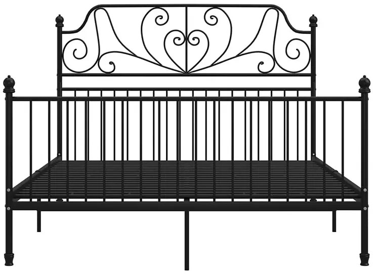 Czarne metalowe łóżko z zagłówkiem w stylu loft 140x200 cm - Hadson