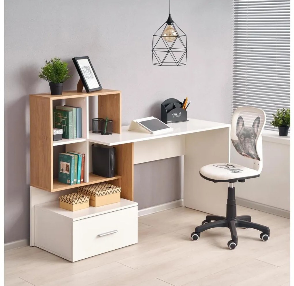 Biurko GORA dąb/białe