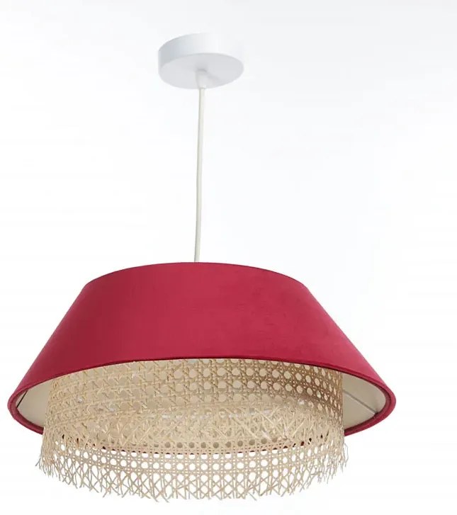 Czerwona lampa wisząca z rattanową dekoracją - 14X A347 B6-D96