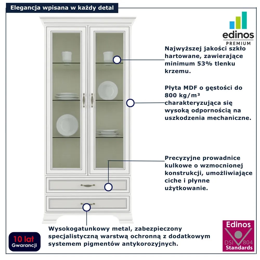 Dwudrzwiowa szklana witryna fineline crema F3-L54