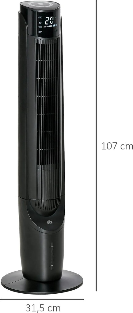 HOMCOM Klimatyzator Wieżowy z 4 Trybami, 3 Prędkościami, Timerem, Plastikowy