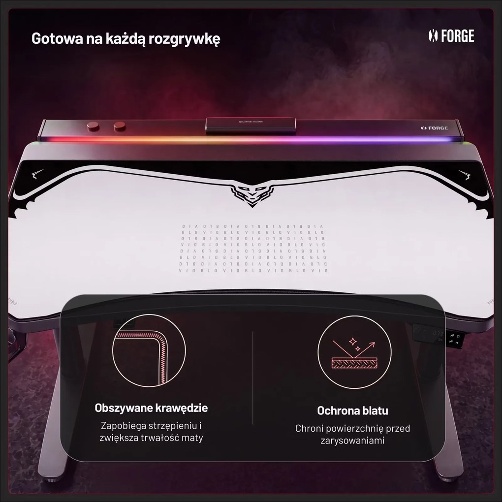 Podkładka ochronna na biurko Diablo X-Forge 140 cm, Nightwolf Moon