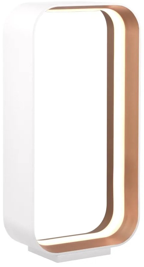 Biała lampa stołowa LED ze sterowaniem głosowym/mobilną aplikacją i metalowym kloszem (wysokość 41 cm) Cizione – CINQUE