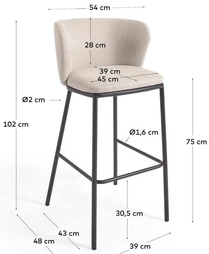 Beżowy hoker 102 cm Ciselia – Kave Home