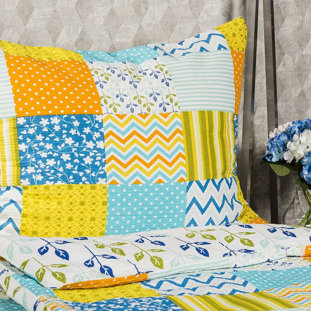 4Home Pościel z kory Patchwork blue, 140 x 200 cm, 70 x 90 cm, 140 x 200 cm, 70 x 90 cm