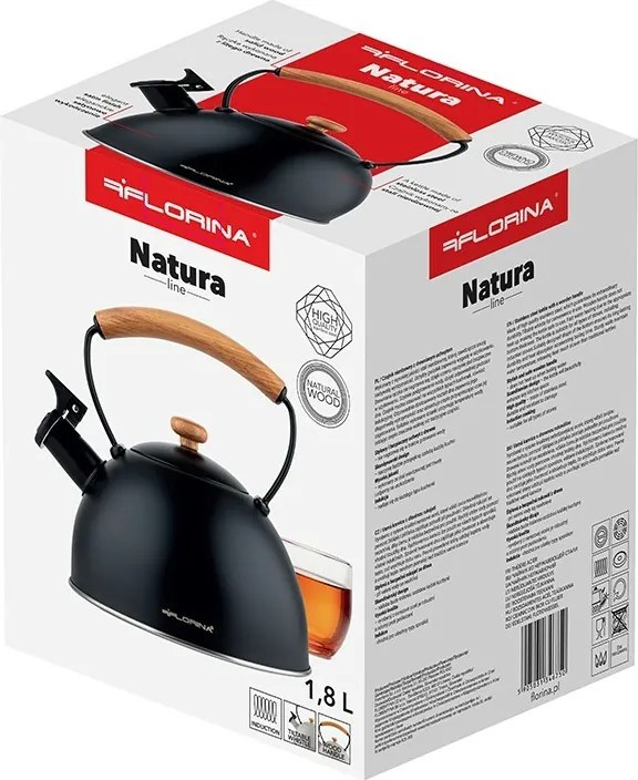 Florina Nierdzewny czajnik Natura Line 1,8 l, czarny