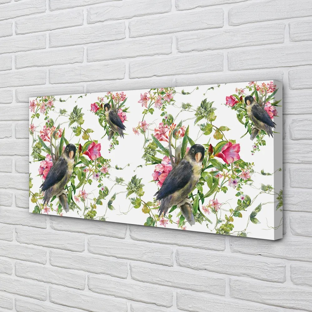Obraz drukowany na płótnie Ptaki Siedzące na Gałęzi