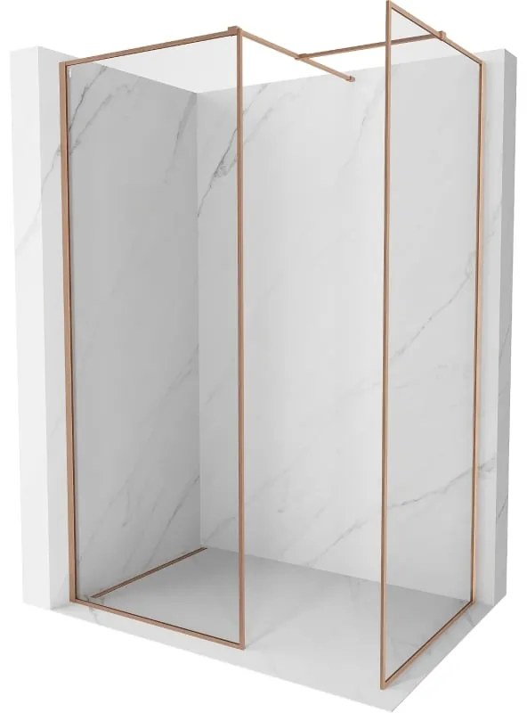 Mexen Kioto-XF ścianka prysznicowa Walk-in z ramką 120x110 cm, transparent 10 mm, miedź szczotkowana - 800-120-202-04-65-110-XF